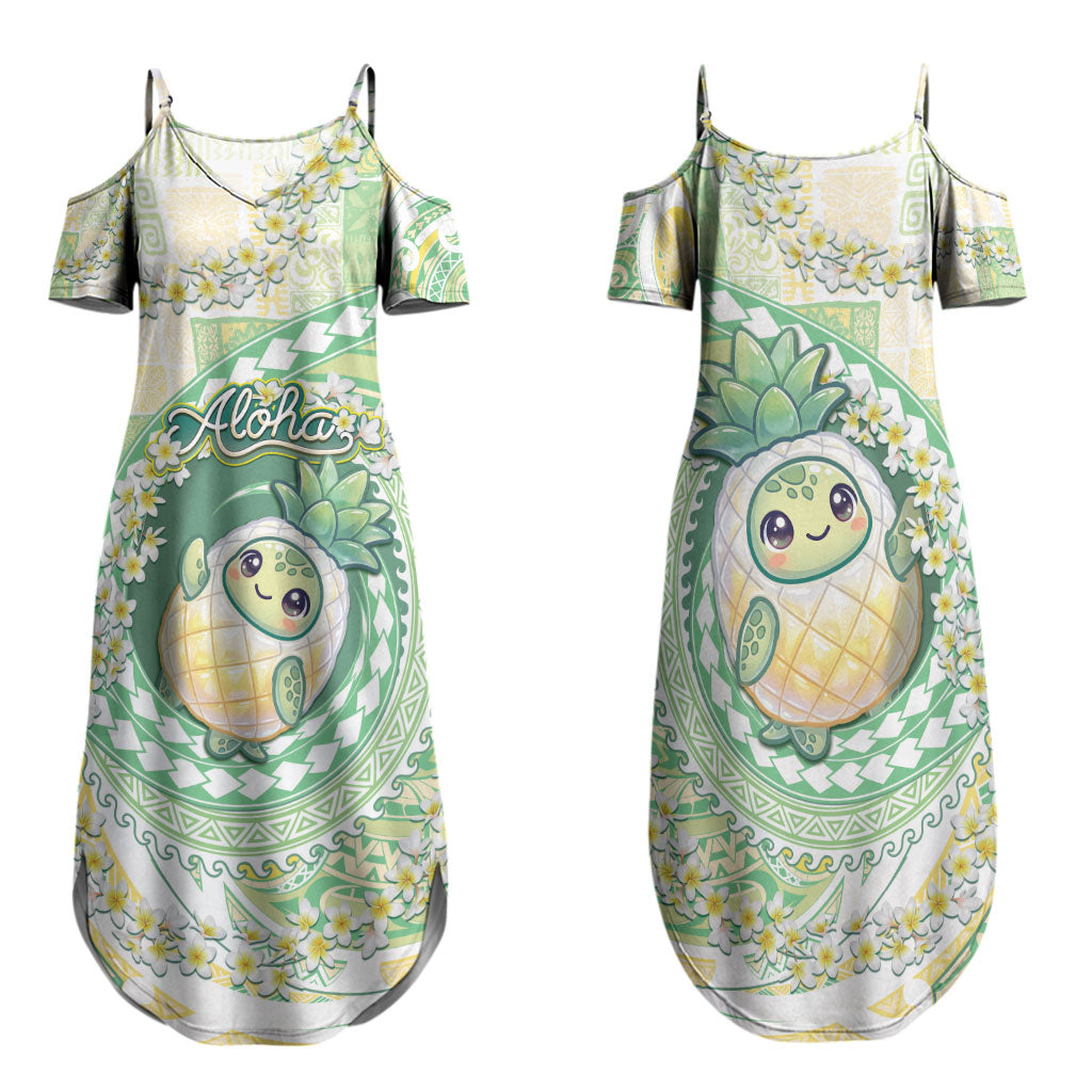 Hawaii Pineapple Family Matching Summer Maxi Dress and Hawaiian Shirt Cute Cosplay Turtle Plumeria Spiral