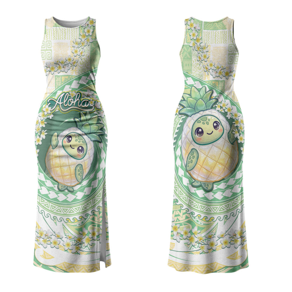 Hawaii Pineapple Family Matching Tank Maxi Dress and Hawaiian Shirt Cute Cosplay Turtle Plumeria Spiral