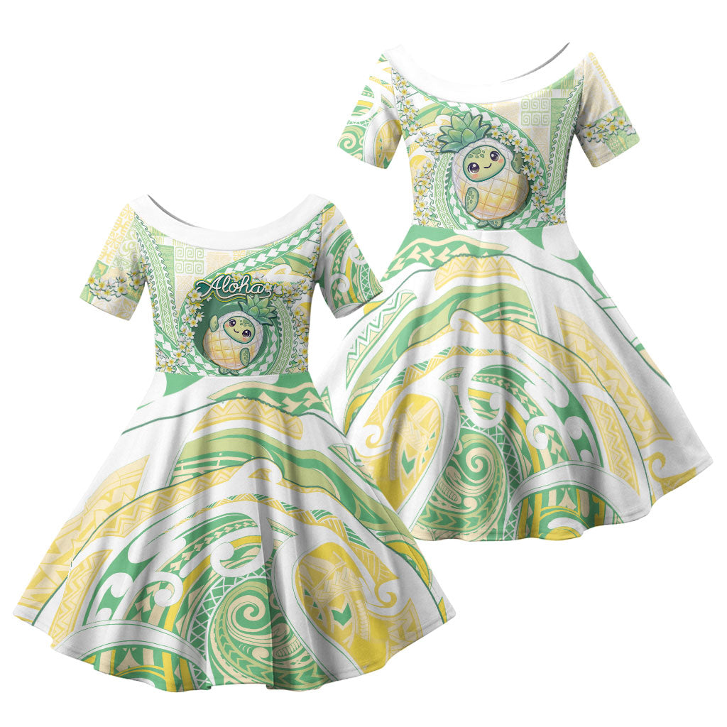 Hawaii Pineapple Family Matching Tank Maxi Dress and Hawaiian Shirt Cute Cosplay Turtle Plumeria Spiral
