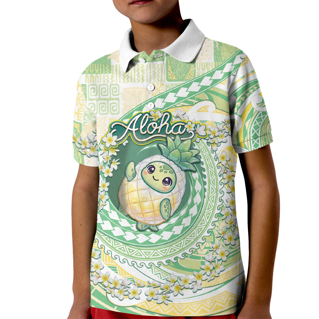 Hawaii Pineapple Kid Polo Shirt Cute Cosplay Turtle Plumeria Spiral