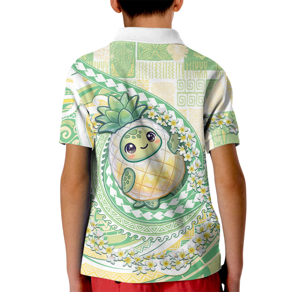 Hawaii Pineapple Kid Polo Shirt Cute Cosplay Turtle Plumeria Spiral