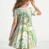 Hawaii Pineapple Kid Short Sleeve Dress Cute Cosplay Turtle Plumeria Spiral
