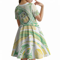 Hawaii Pineapple Kid Short Sleeve Dress Cute Cosplay Turtle Plumeria Spiral