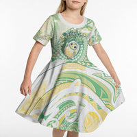 Hawaii Pineapple Kid Short Sleeve Dress Cute Cosplay Turtle Plumeria Spiral