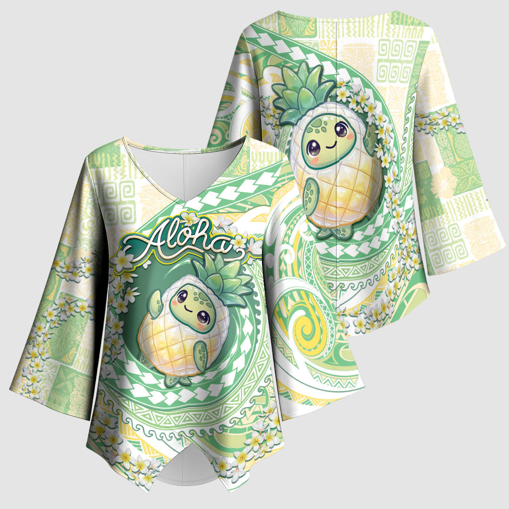 Hawaii Pineapple Kimono Sleeve Blouse Cute Cosplay Turtle Plumeria Spiral