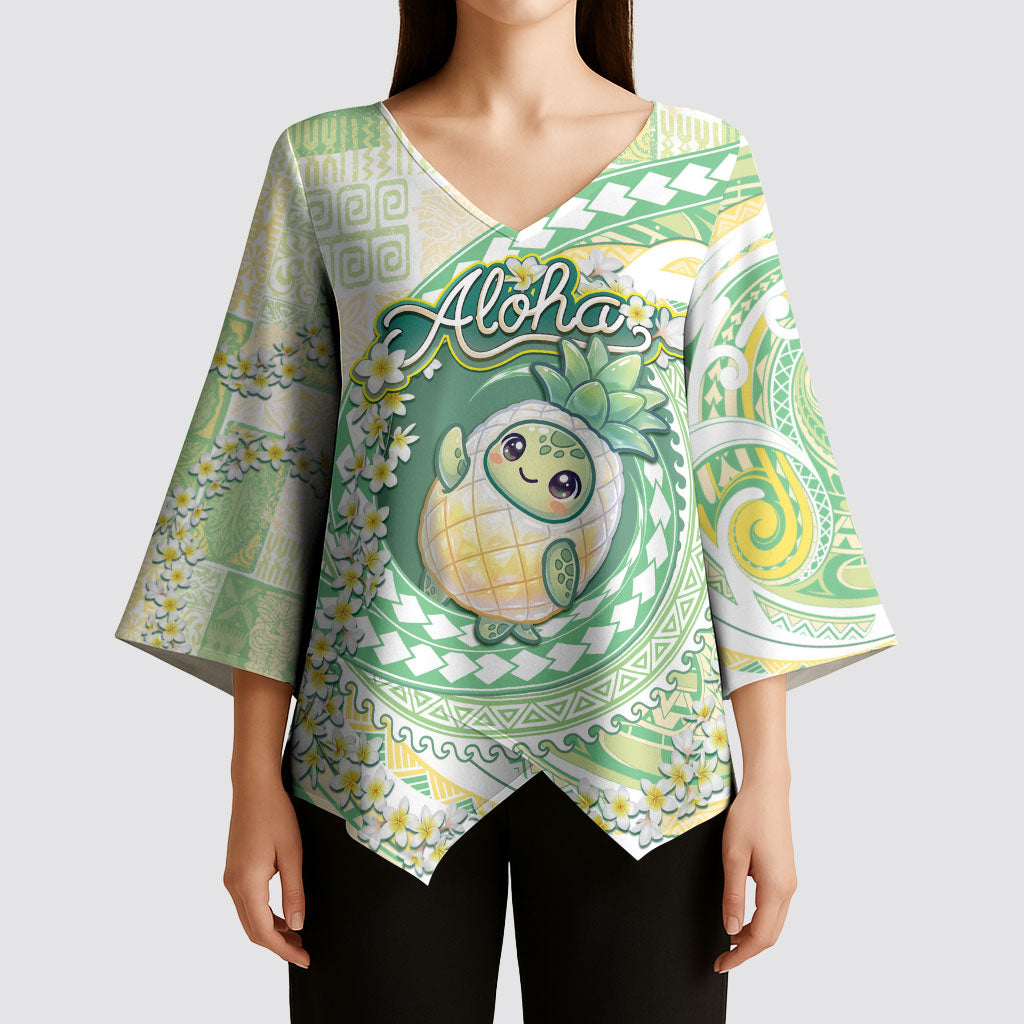 Hawaii Pineapple Kimono Sleeve Blouse Cute Cosplay Turtle Plumeria Spiral