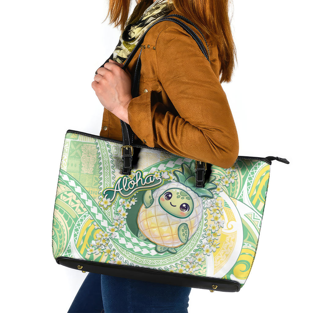Hawaii Pineapple Leather Tote Bag Cute Cosplay Turtle Plumeria Spiral