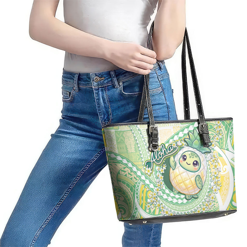 Hawaii Pineapple Leather Tote Bag Cute Cosplay Turtle Plumeria Spiral
