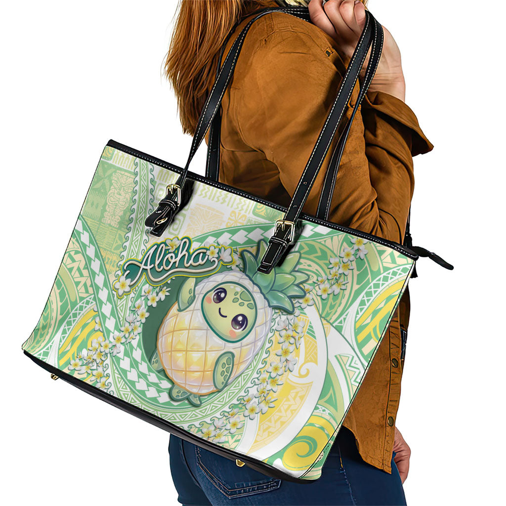 Hawaii Pineapple Leather Tote Bag Cute Cosplay Turtle Plumeria Spiral