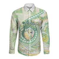 Hawaii Pineapple Long Sleeve Button Shirt Cute Cosplay Turtle Plumeria Spiral