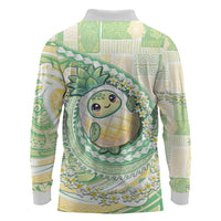Hawaii Pineapple Long Sleeve Polo Shirt Cute Cosplay Turtle Plumeria Spiral