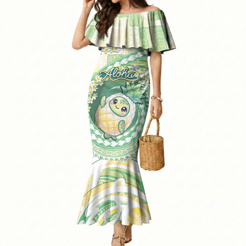 Hawaii Pineapple Mermaid Dress Cute Cosplay Turtle Plumeria Spiral