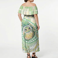 Hawaii Pineapple Off Shoulder Maxi Dress Cute Cosplay Turtle Plumeria Spiral