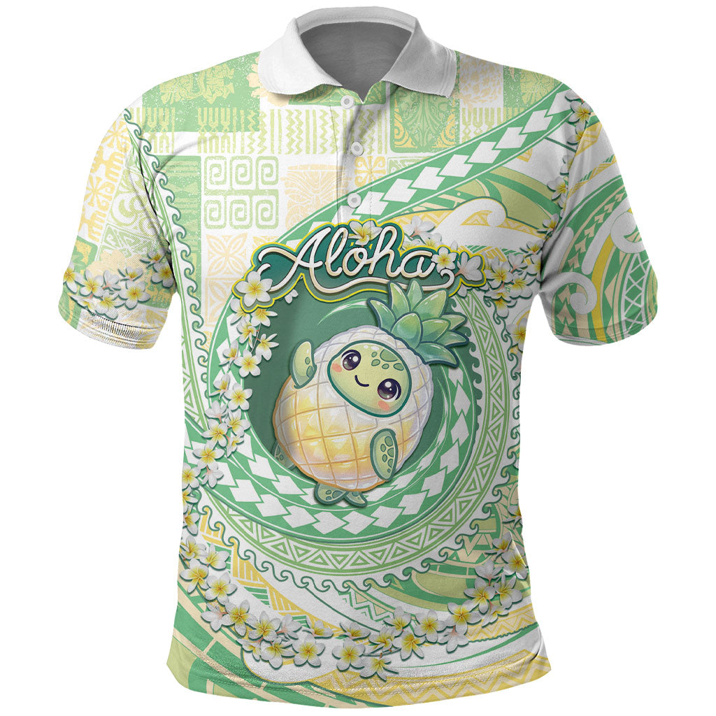 Hawaii Pineapple Polo Shirt Cute Cosplay Turtle Plumeria Spiral