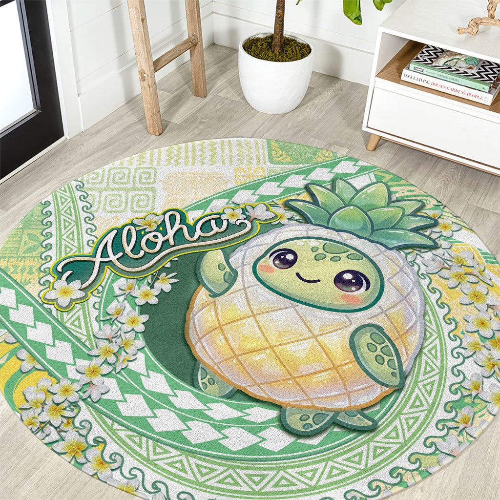 Hawaii Pineapple Round Carpet Cute Cosplay Turtle Plumeria Spiral