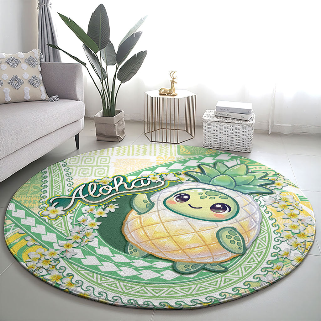 Hawaii Pineapple Round Carpet Cute Cosplay Turtle Plumeria Spiral