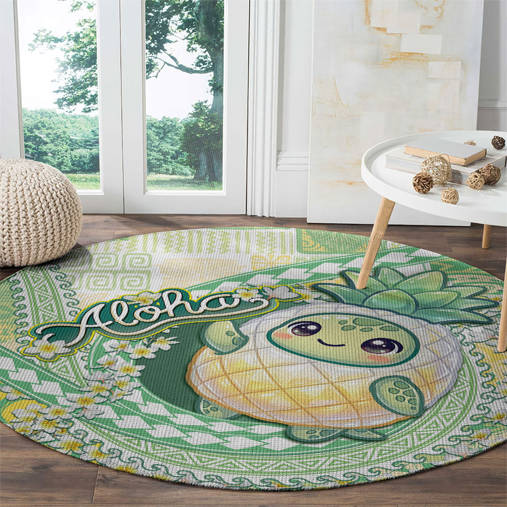 Hawaii Pineapple Round Carpet Cute Cosplay Turtle Plumeria Spiral