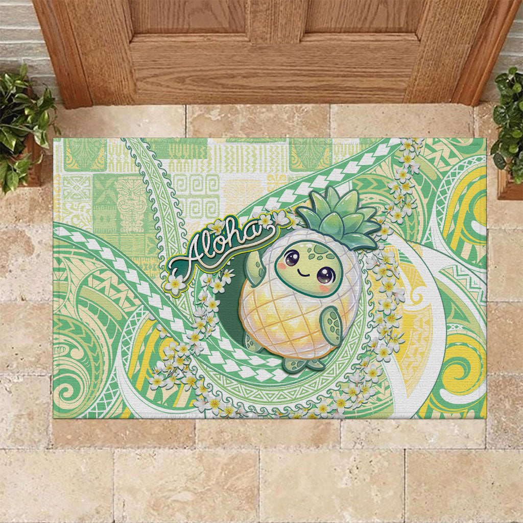 Hawaii Pineapple Rubber Doormat Cute Cosplay Turtle Plumeria Spiral