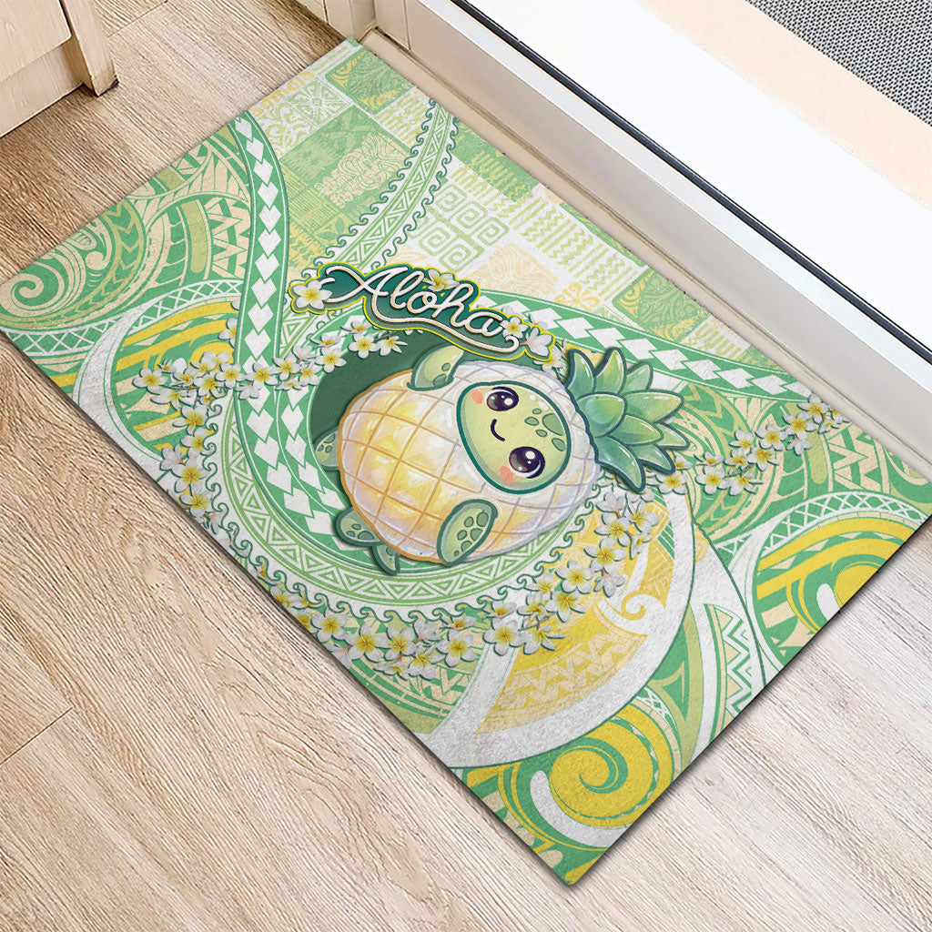 Hawaii Pineapple Rubber Doormat Cute Cosplay Turtle Plumeria Spiral