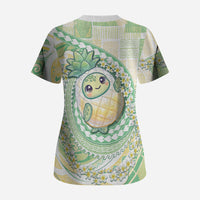 Hawaii Pineapple Scrub Top Cute Cosplay Turtle Plumeria Spiral