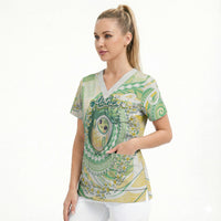 Hawaii Pineapple Scrub Top Cute Cosplay Turtle Plumeria Spiral