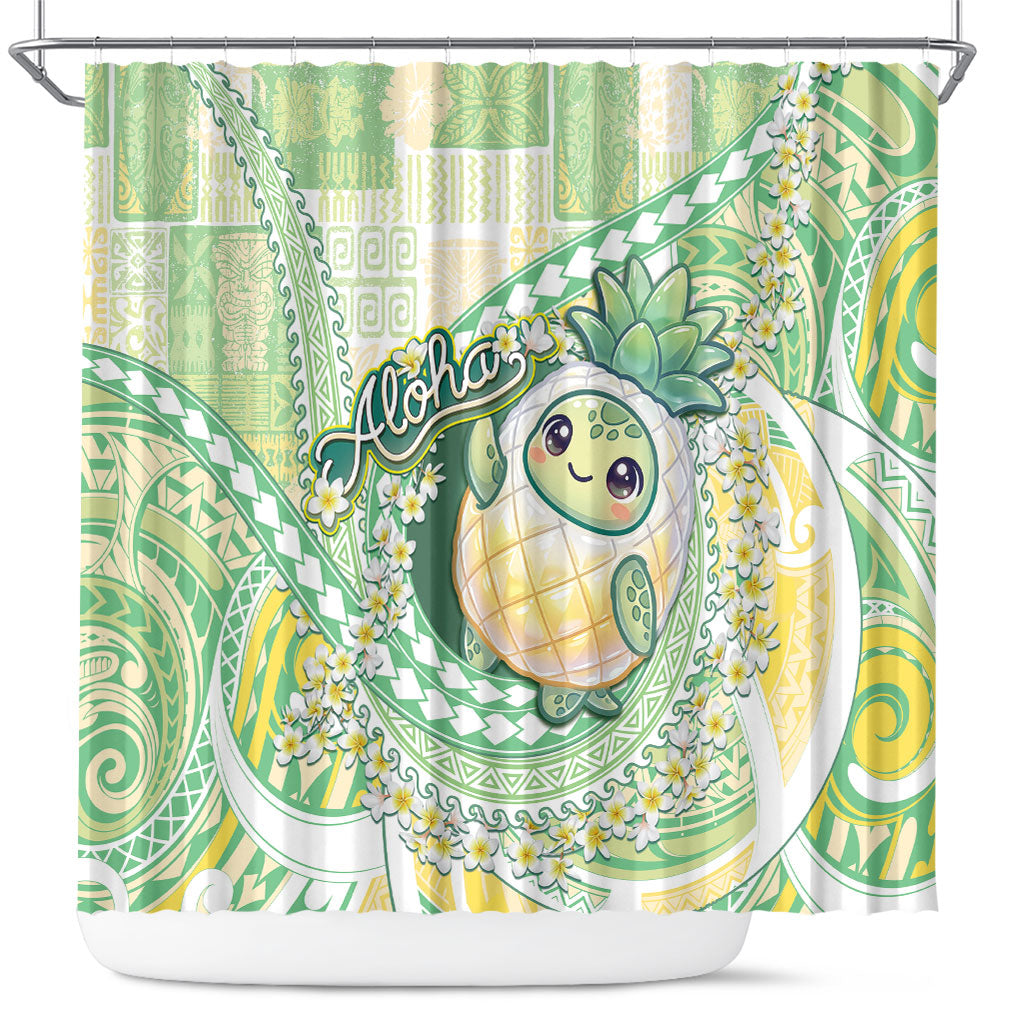 Hawaii Pineapple Shower Curtain Cute Cosplay Turtle Plumeria Spiral