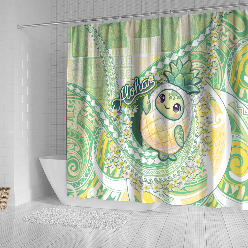 Hawaii Pineapple Shower Curtain Cute Cosplay Turtle Plumeria Spiral