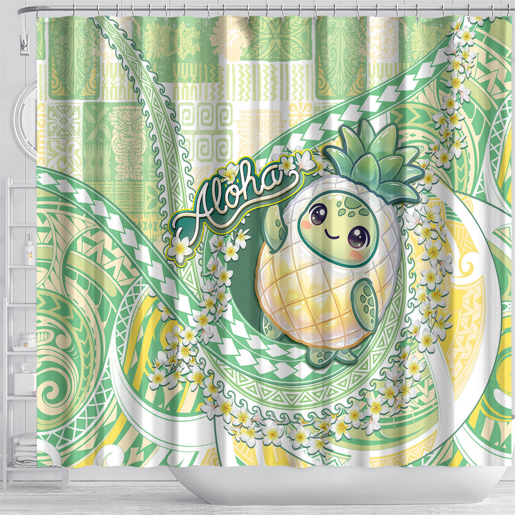 Hawaii Pineapple Shower Curtain Cute Cosplay Turtle Plumeria Spiral