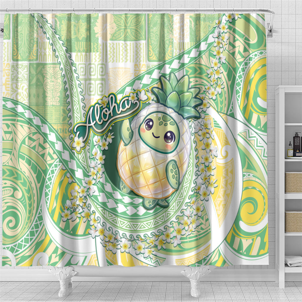 Hawaii Pineapple Shower Curtain Cute Cosplay Turtle Plumeria Spiral
