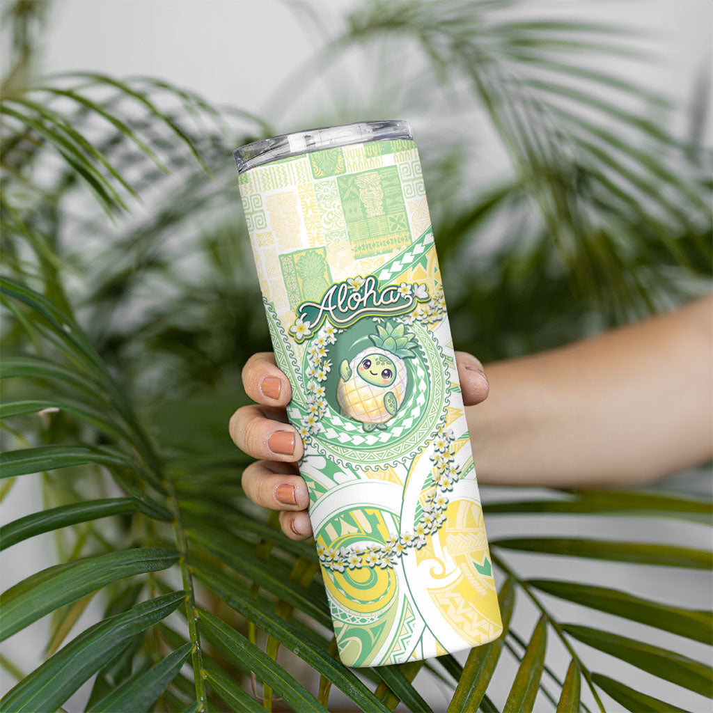 Hawaii Pineapple Skinny Tumbler Cute Cosplay Turtle Plumeria Spiral