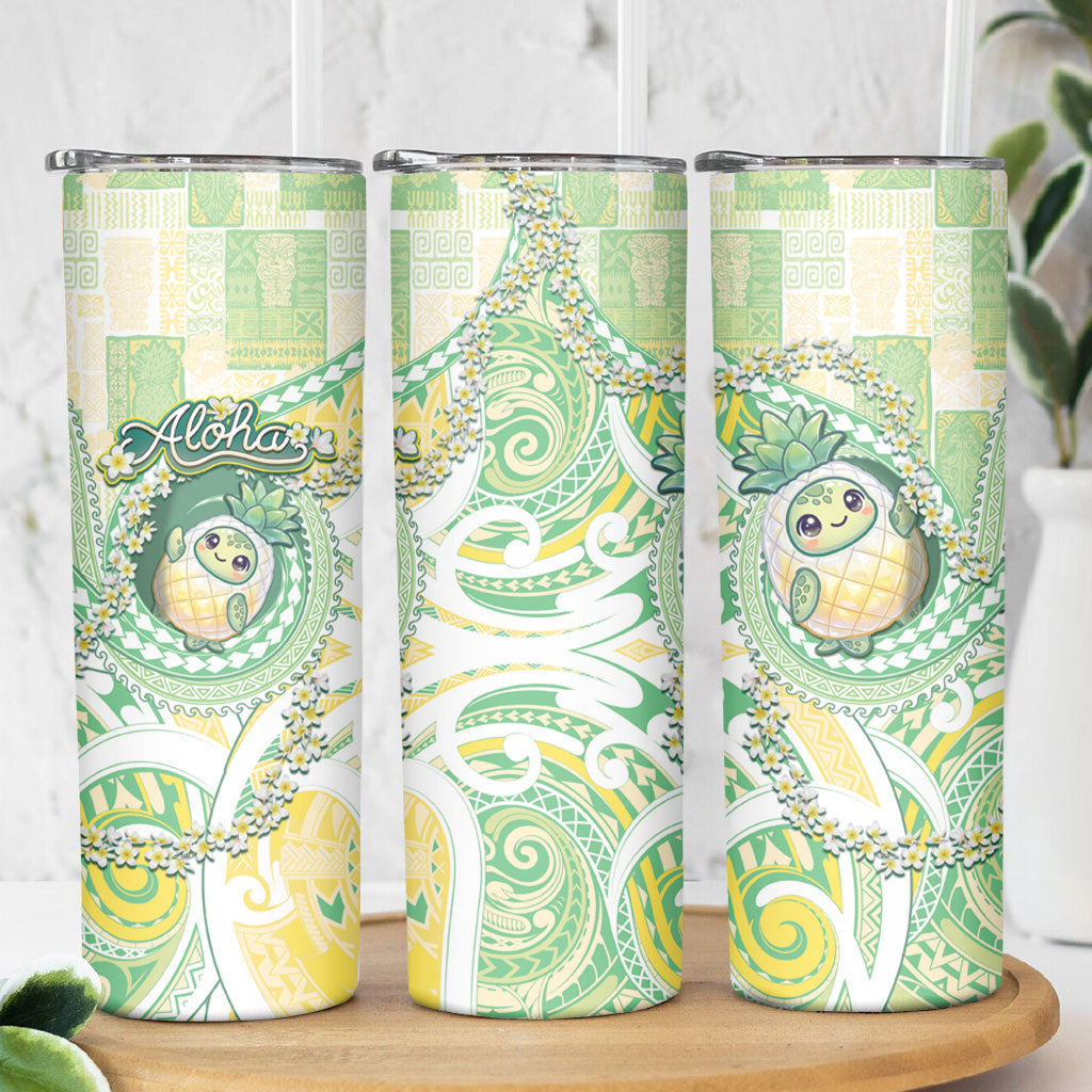 Hawaii Pineapple Skinny Tumbler Cute Cosplay Turtle Plumeria Spiral