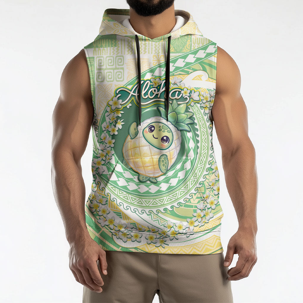 Hawaii Pineapple Sleeveless Hoodie Cute Cosplay Turtle Plumeria Spiral