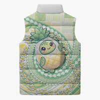 Hawaii Pineapple Sleeveless Puffer Jacket Cute Cosplay Turtle Plumeria Spiral