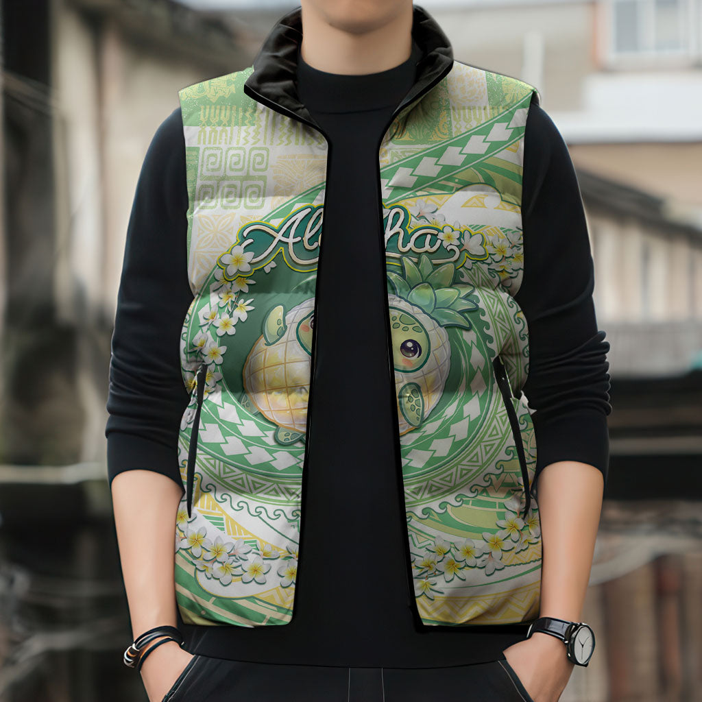 Hawaii Pineapple Sleeveless Puffer Jacket Cute Cosplay Turtle Plumeria Spiral