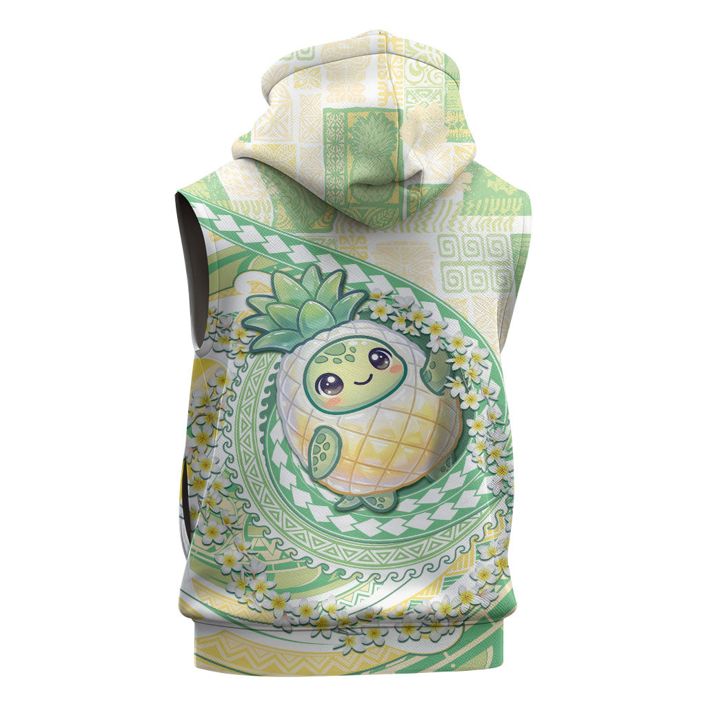 Hawaii Pineapple Sleeveless Zip Hoodie Cute Cosplay Turtle Plumeria Spiral