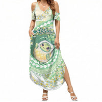 Hawaii Pineapple Summer Maxi Dress Cute Cosplay Turtle Plumeria Spiral