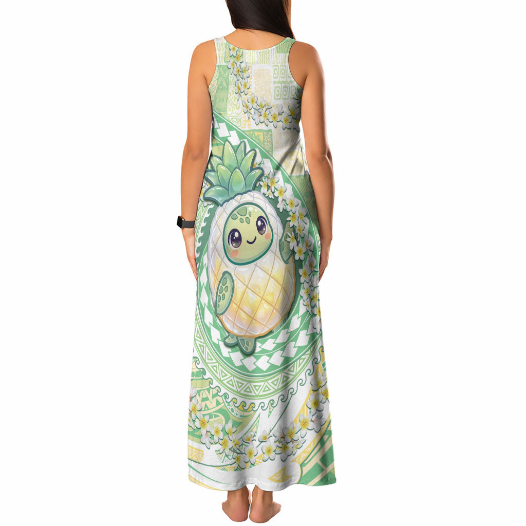Hawaii Pineapple Tank Maxi Dress Cute Cosplay Turtle Plumeria Spiral