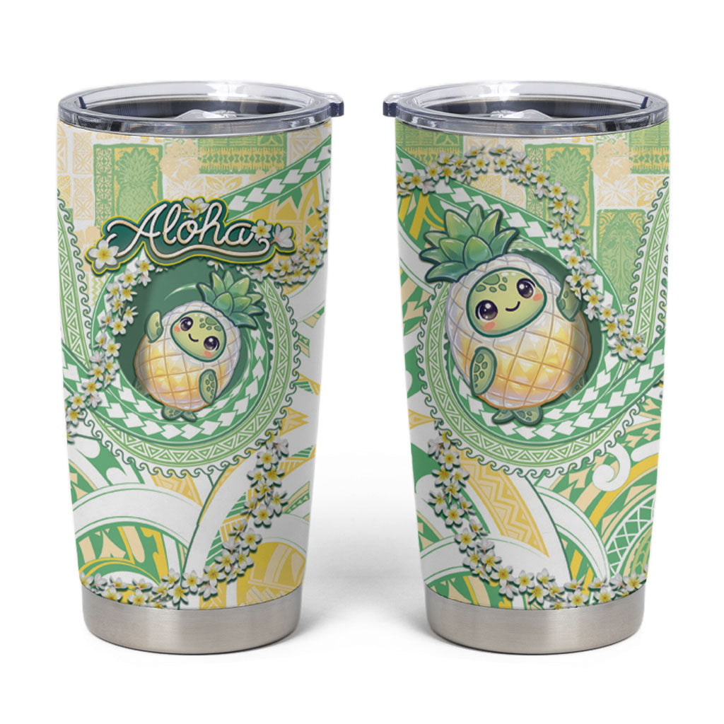 Hawaii Pineapple Tumbler Cup Cute Cosplay Turtle Plumeria Spiral