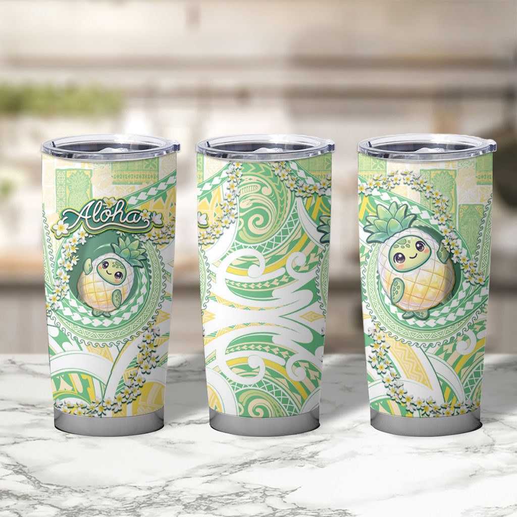 Hawaii Pineapple Tumbler Cup Cute Cosplay Turtle Plumeria Spiral