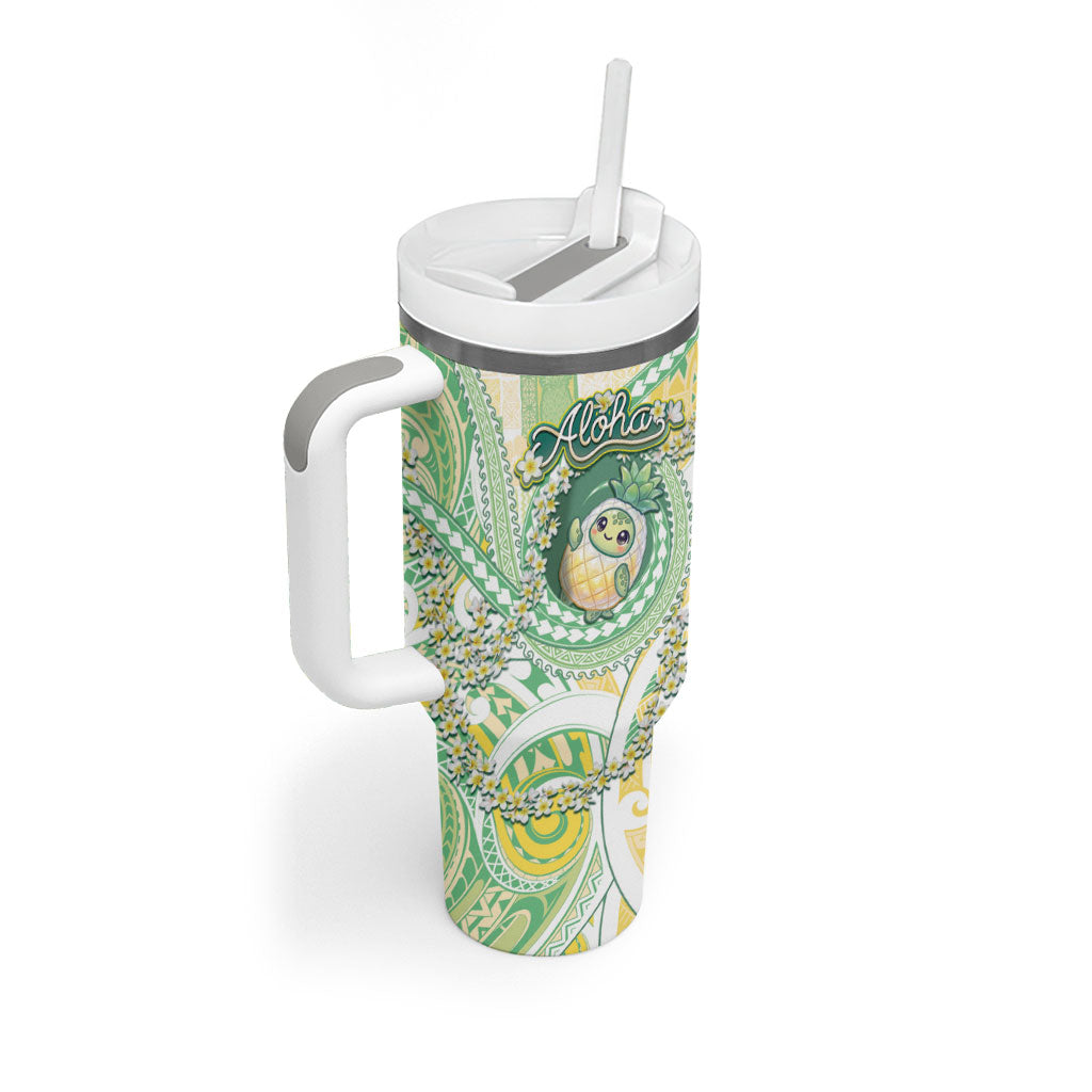 Hawaii Pineapple Tumbler With Handle Cute Cosplay Turtle Plumeria Spiral