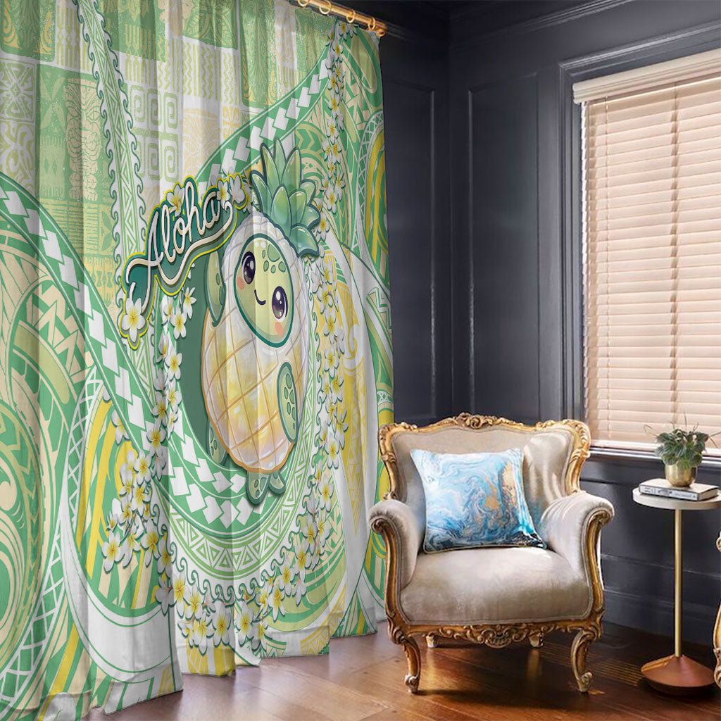 Hawaii Pineapple Window Curtain Cute Cosplay Turtle Plumeria Spiral