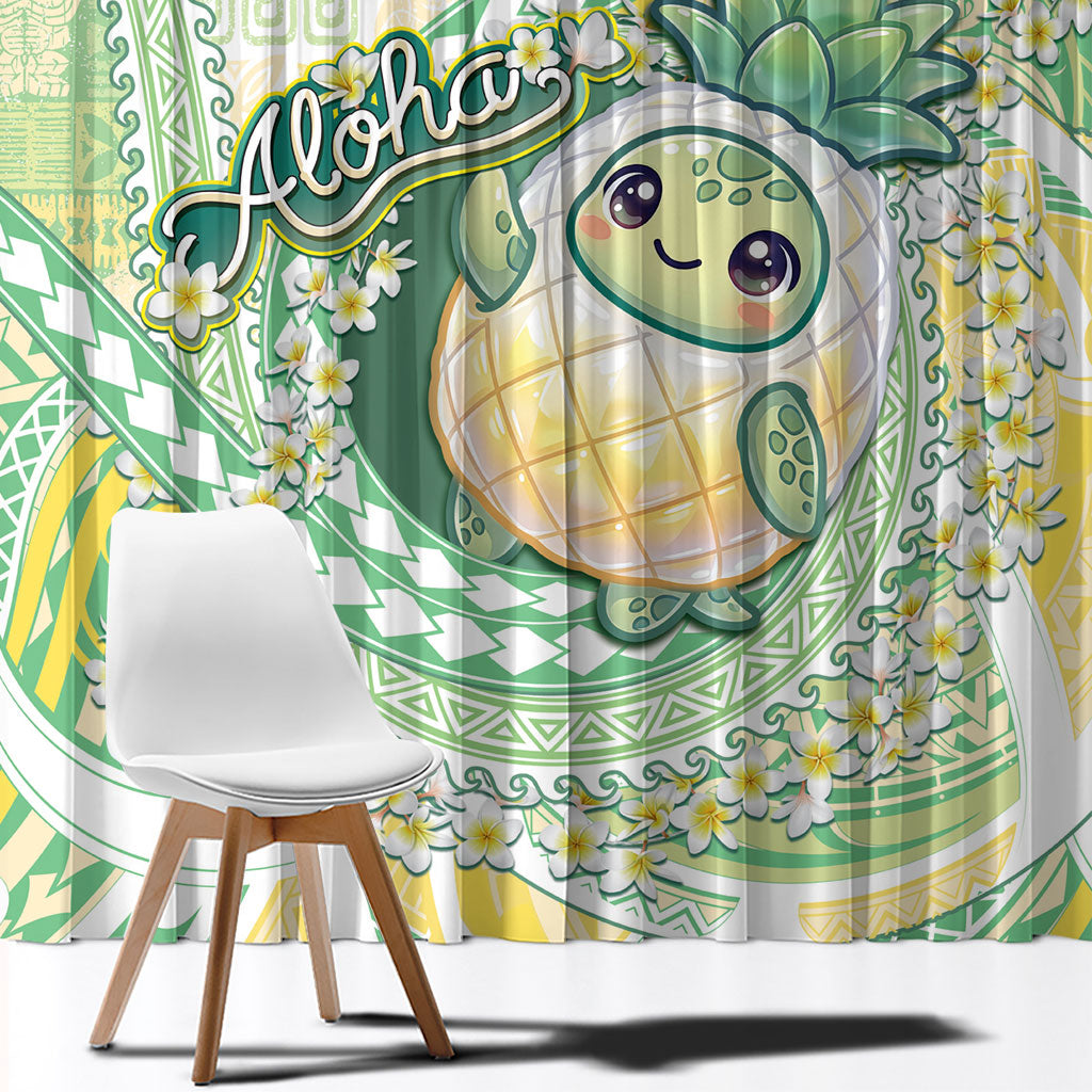 Hawaii Pineapple Window Curtain Cute Cosplay Turtle Plumeria Spiral