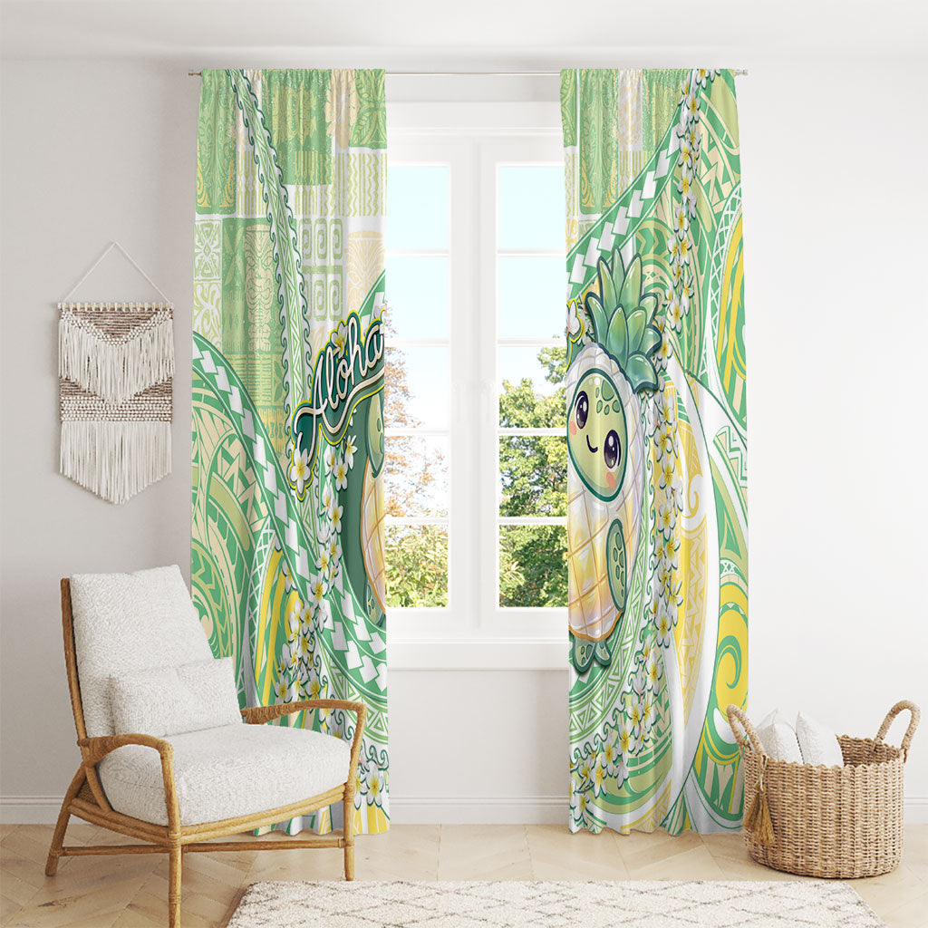 Hawaii Pineapple Window Curtain Cute Cosplay Turtle Plumeria Spiral