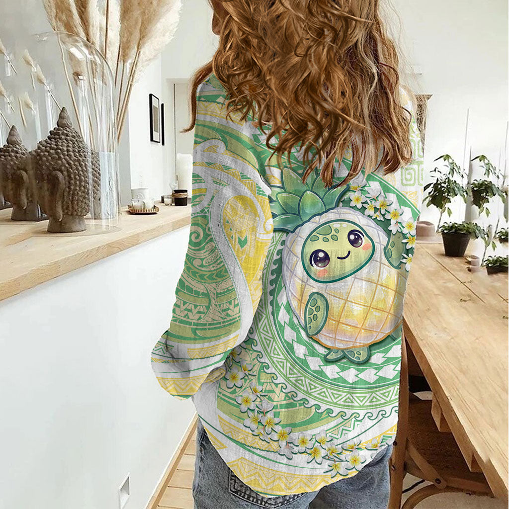Hawaii Pineapple Women Casual Shirt Cute Cosplay Turtle Plumeria Spiral