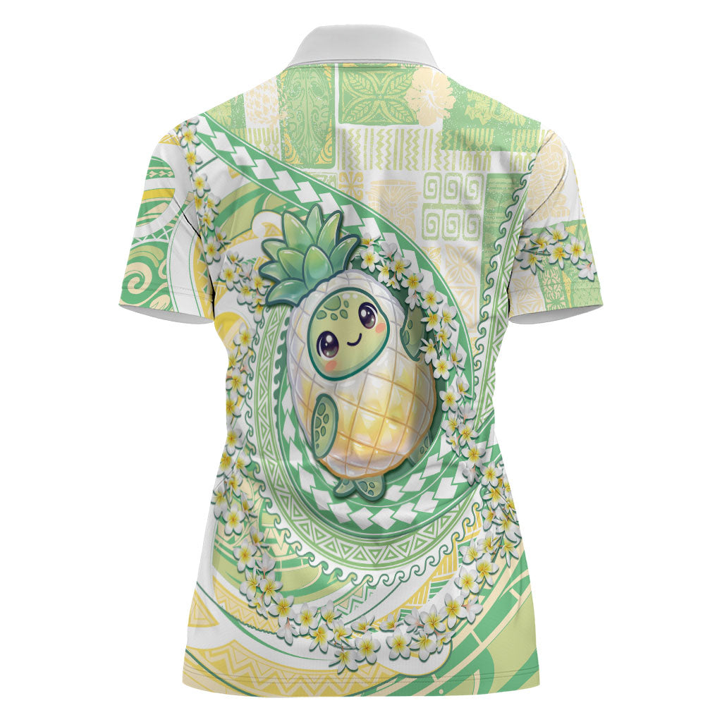 Hawaii Pineapple Women Polo Shirt Cute Cosplay Turtle Plumeria Spiral
