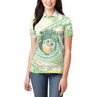 Hawaii Pineapple Women Polo Shirt Cute Cosplay Turtle Plumeria Spiral