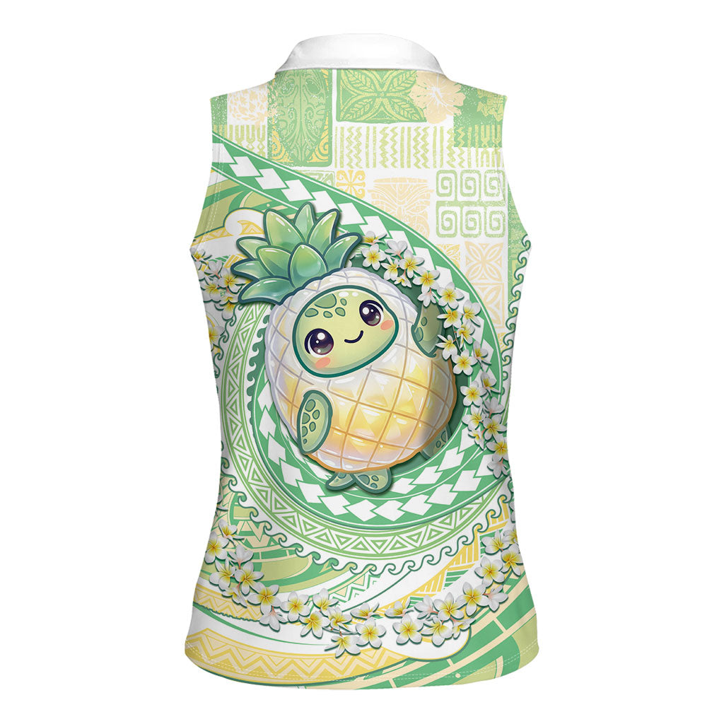 Hawaii Pineapple Women Sleeveless Polo Shirt Cute Cosplay Turtle Plumeria Spiral