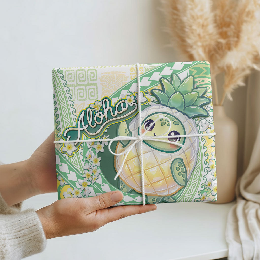 Hawaii Pineapple Wrapping Paper Cute Cosplay Turtle Plumeria Spiral