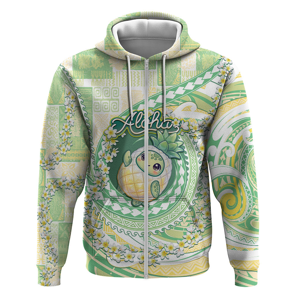 Hawaii Pineapple Zip Hoodie Cute Cosplay Turtle Plumeria Spiral
