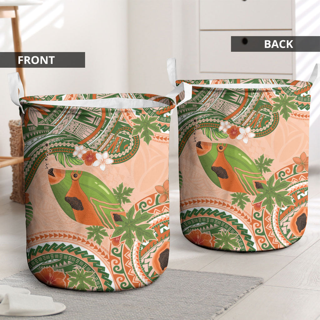 Hawaii Papaya Laundry Basket Cute Cosplay Humuhumu Fish Plumeria Waves